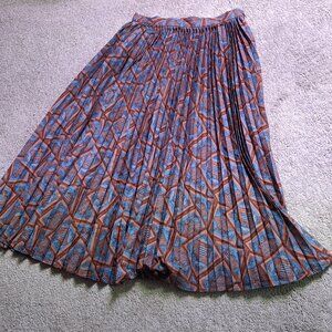 Printed Pleated Midi Skirt